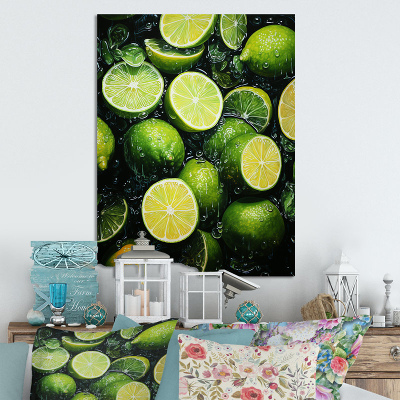 «Green Neon», agrume citron vert, art mural fruits en métal, H 20 po x l 12 po x P 1 po