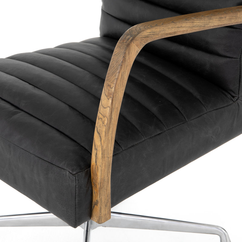 Bryson Leather Swivel Executive Chair, Smoky Black