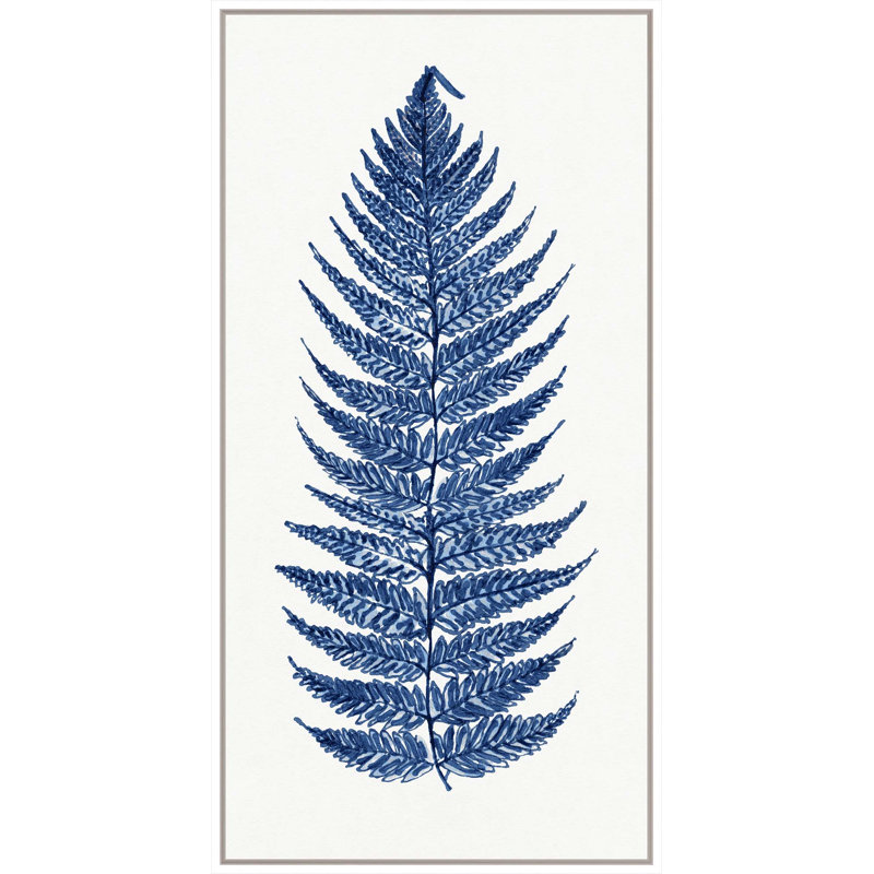 Blue Fern 1 Print, White Floater Framed, 51" H x 26" W