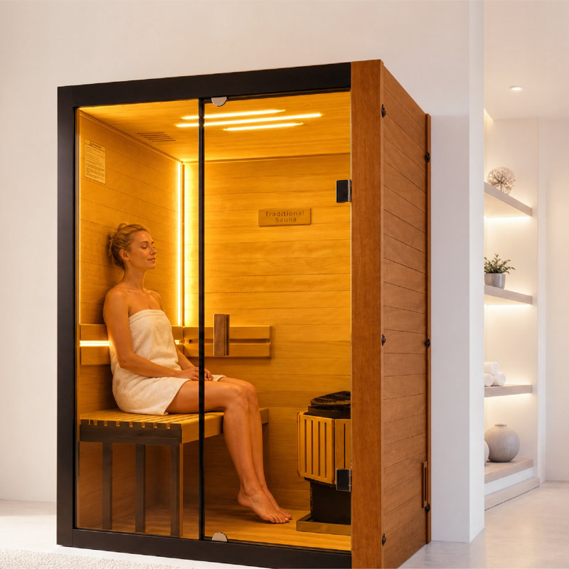 NFusion Emberwood 1 - Person Indoor Traditional Steam Sauna in Oak