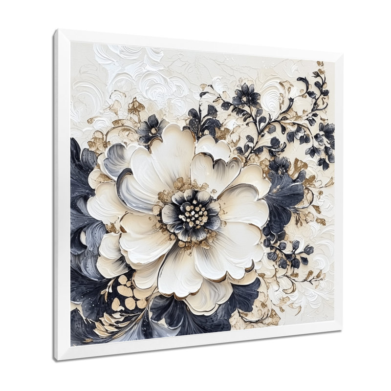 Décoration murale rétro «Bloom of Mums Flowers II - Mums», H 30 po x l 30 po, Blanc