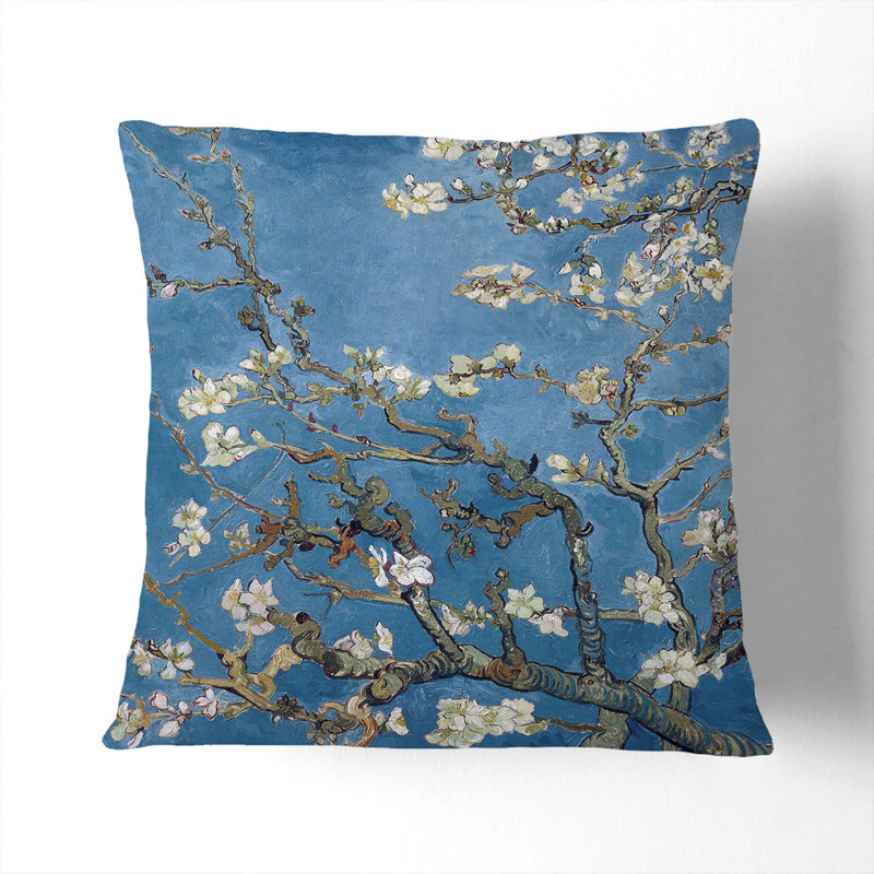 Almond Blossom Branches Vol.2 Scatter Cushion, 40cm H x 40cm W x 15cm D, White