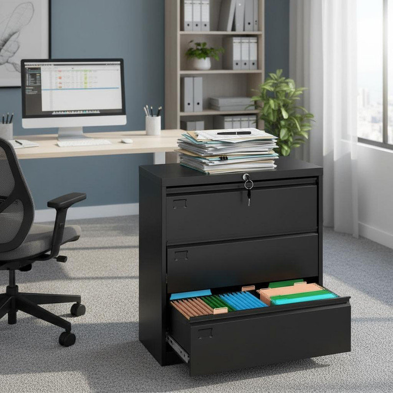 87.9cm Wide 3 -Drawer Steel File Cabinet