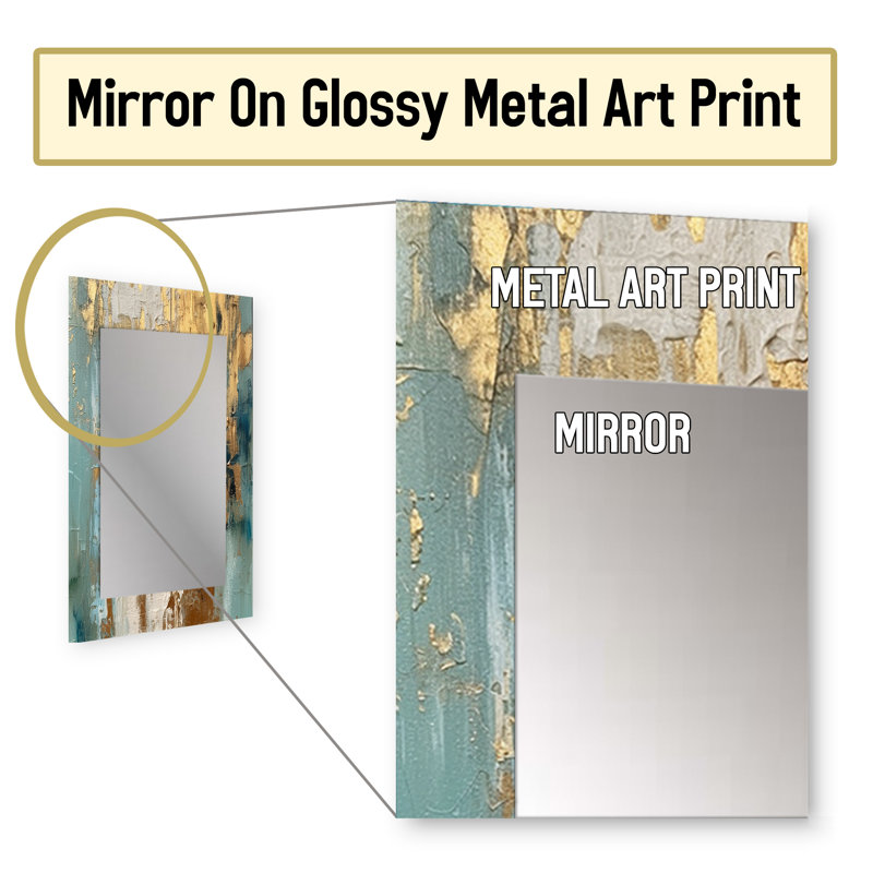 Gilded Daydreams VII - Minimalism Decorative Wall Mirror, Modern Large Mirror, Printed Metal Art, 40" x 30"