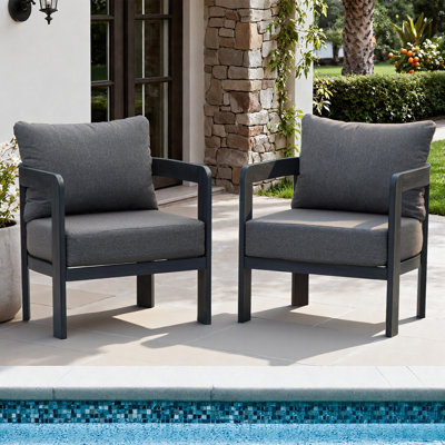 Ensemble de 2 chaises de patio, fauteuils club modernes avec coussins de 15 cm d'épaisseur