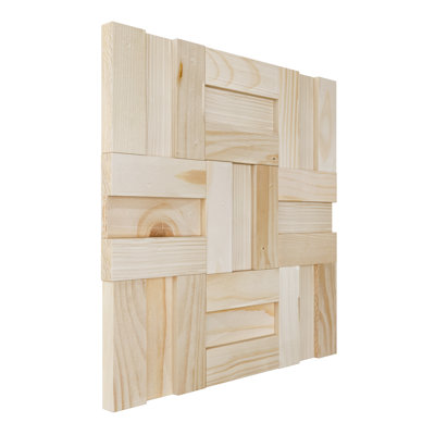 11 7/8"W x 11 7/8"H x 1/2"P Brooks Wood Mosaic Wall Tile, Pine