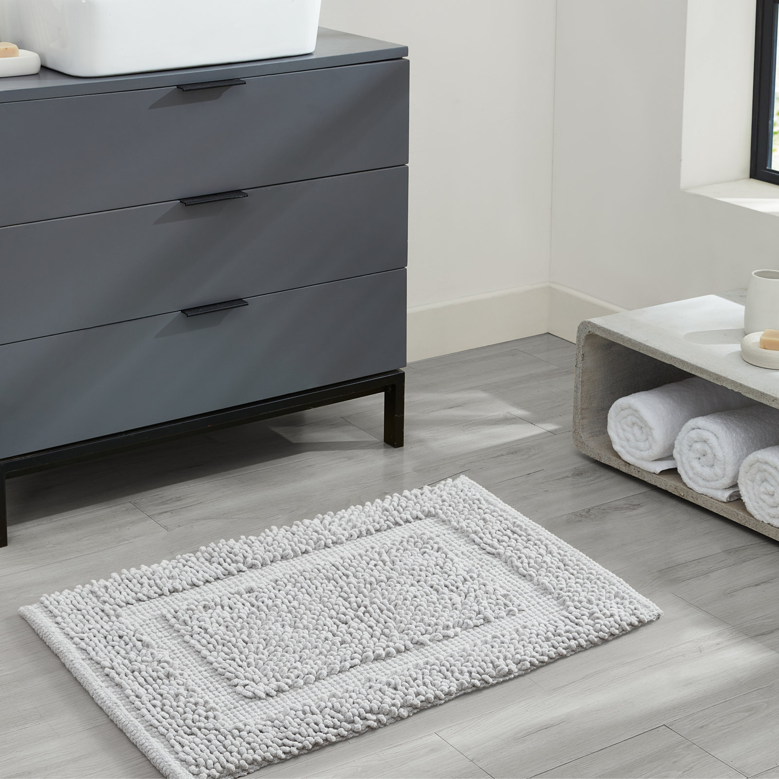 Payten Classic Cotton Bath Mat, Soft Gray, Single - 17"W x 24"L