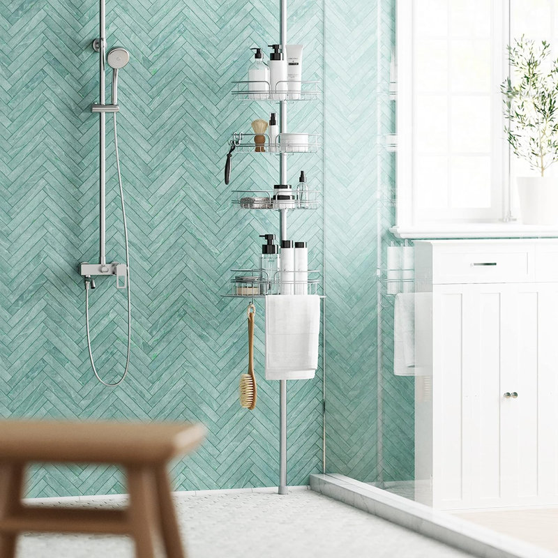 Serviteur de douche en acier inoxydable à barre de tension Buntingford, Chrome