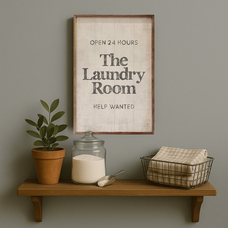 «The Laundry Room», art mural, H 36 po x l 24 po, Blanc