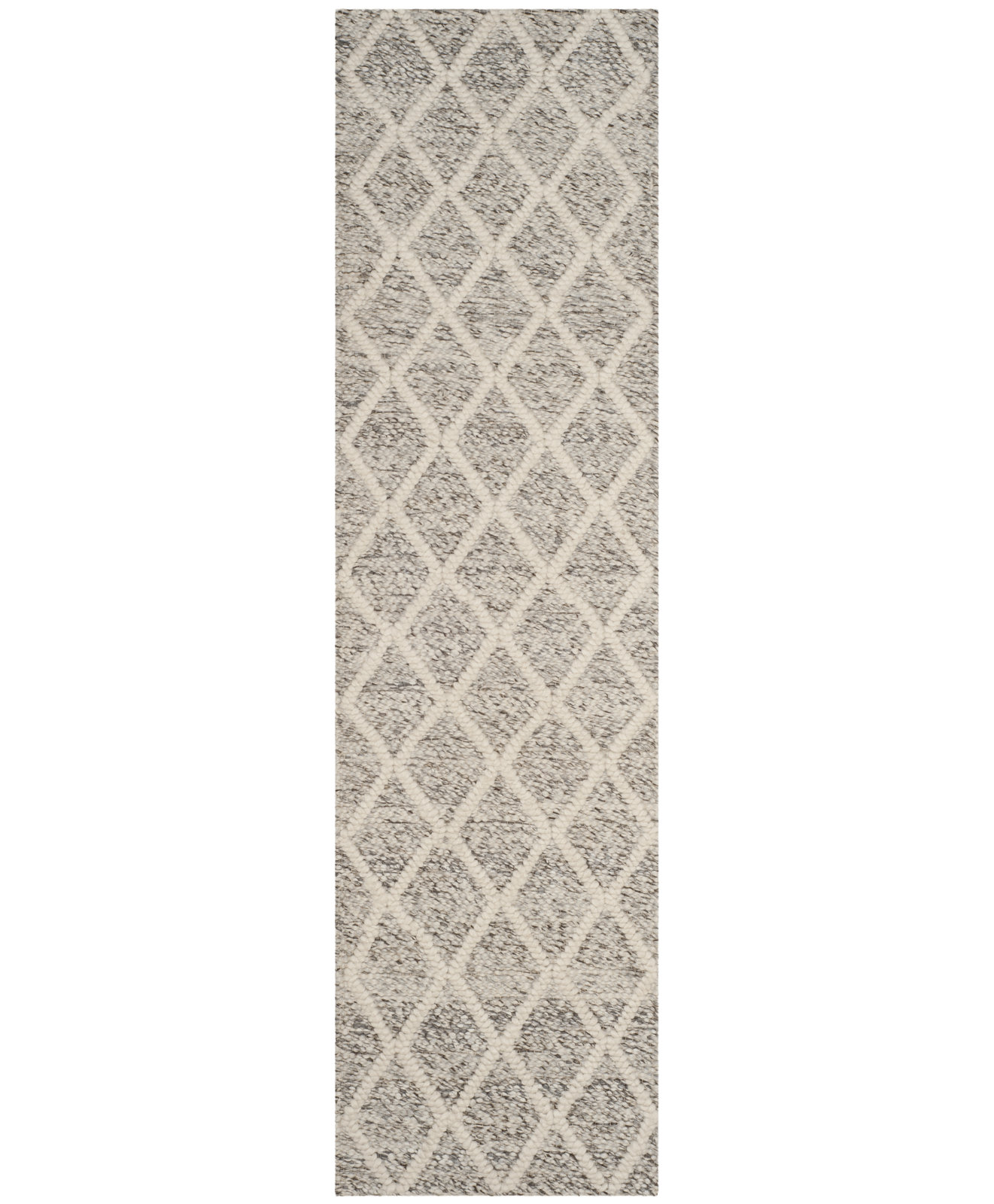 Russo Ivory Stone Hand-Woven Geometric Rug, Runner 2'3" x 8'