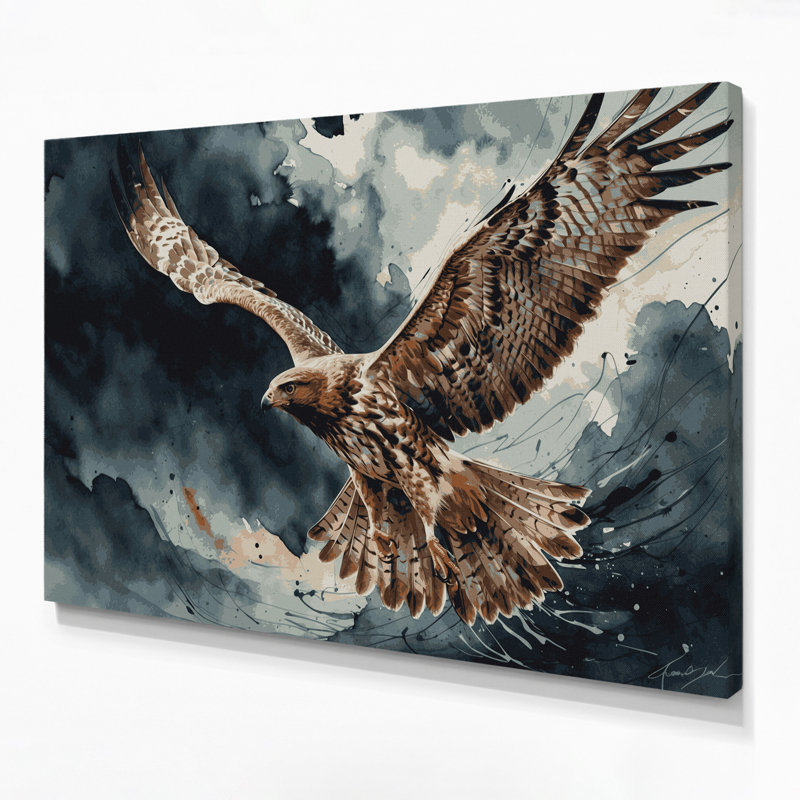 Art mural sur toile, oiseaux et faucon rouge, H 16 po x l 20 po