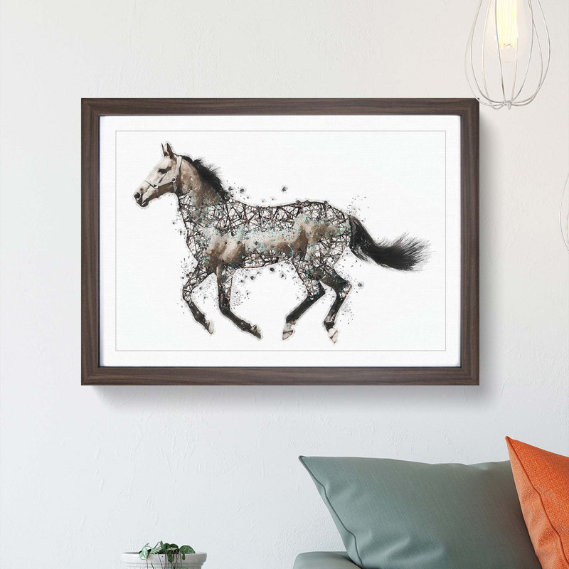 Horse Deconstructed in Abstract - Picture Frame Painting Print, Walnut Framed, 62cm H x 87cm W x 2cm D