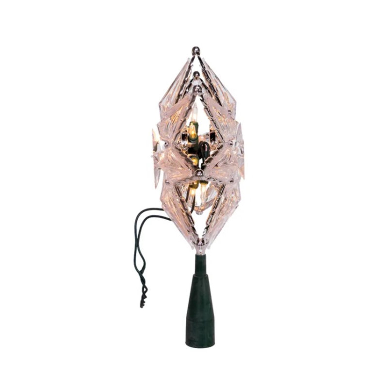 Clear Plastic 10-Light 8-Point Star Christmas Tree Topper