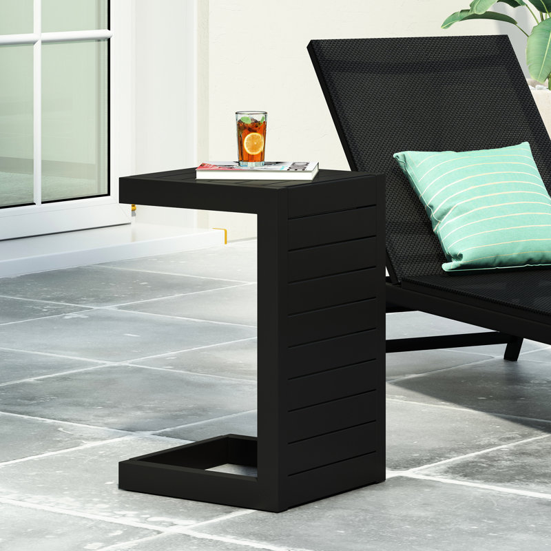 Table d'appoint d'extérieur, fabriquée en aluminium, matériau de surface noir mat, finition