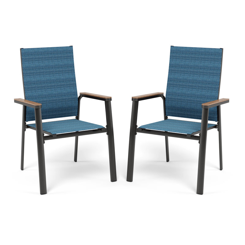Stackable Outdoor Patio Dining Armchair, Blue