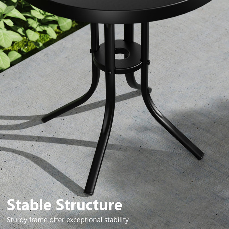 Table d'appoint ronde pour l'extérieur, Noir, noir, noir, noir, H 18,1 po x L 16,9 po x l 16,9 po