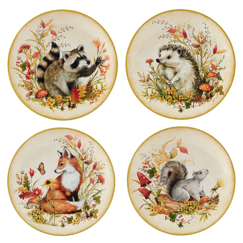 Ensemble de 4 assiettes à dessert Woodland
