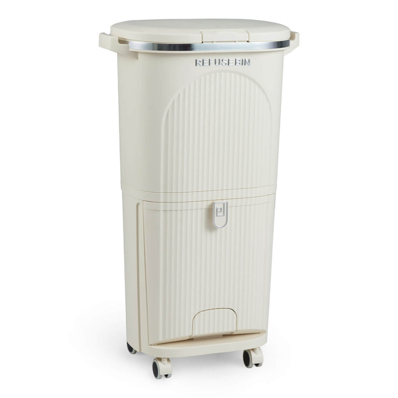 Poubelle de cuisine 10 gallons avec couvercle, 2 seaux amovibles, pédale et roues