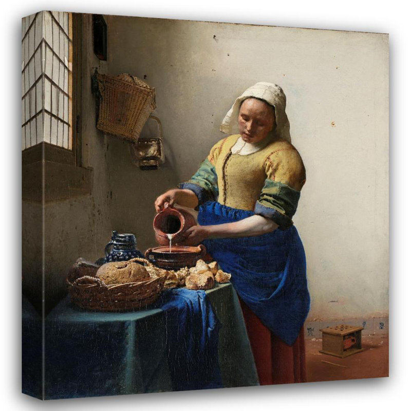 «The Milkmaid» par Johannes Vermeer - Art mural sur toile tendue avec châssis, H 40 po x l 28 po