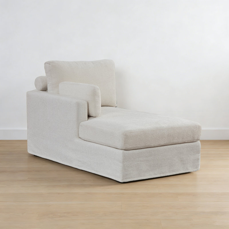 Chaise longue rembourrée L 60 po, Orienté à gauche (vu de face), Ivoire ivoire