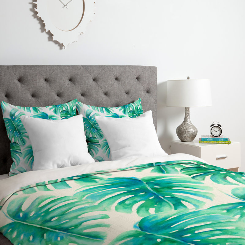 Ensemble de housse de couette Jacqueline Maldonado Paradise Palms, Housse de couette pour grand lit et 2 taies décor