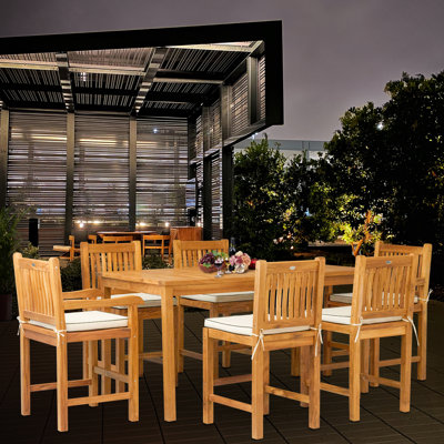 Rectangular 6 - Person 55" Long Teak Bar Height Dining Set with Cushions