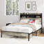 Structure de lit, structure de lit plateforme en bois, avec rangement et 2 tablettes, pas de bruit, pas besoin de sommiers, outils faciles à assembler, grand espace de rangement sous le lit, antique