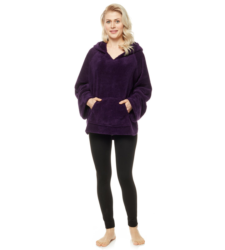 Peignoir en molleton avec poches et capuche, Petit, Mauve