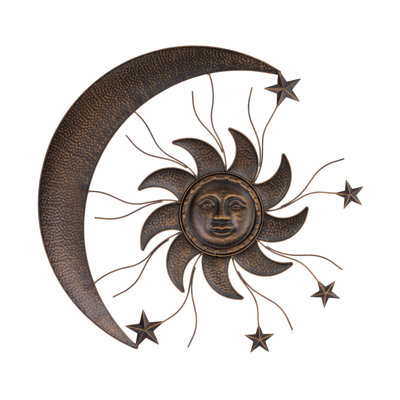 Décoration murale céleste soleil et lune en métal