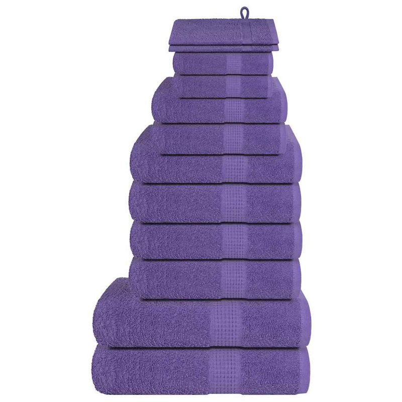 Towel Set 360 Gsm 100% Cotton, 12 Piece Towel Set, Purple