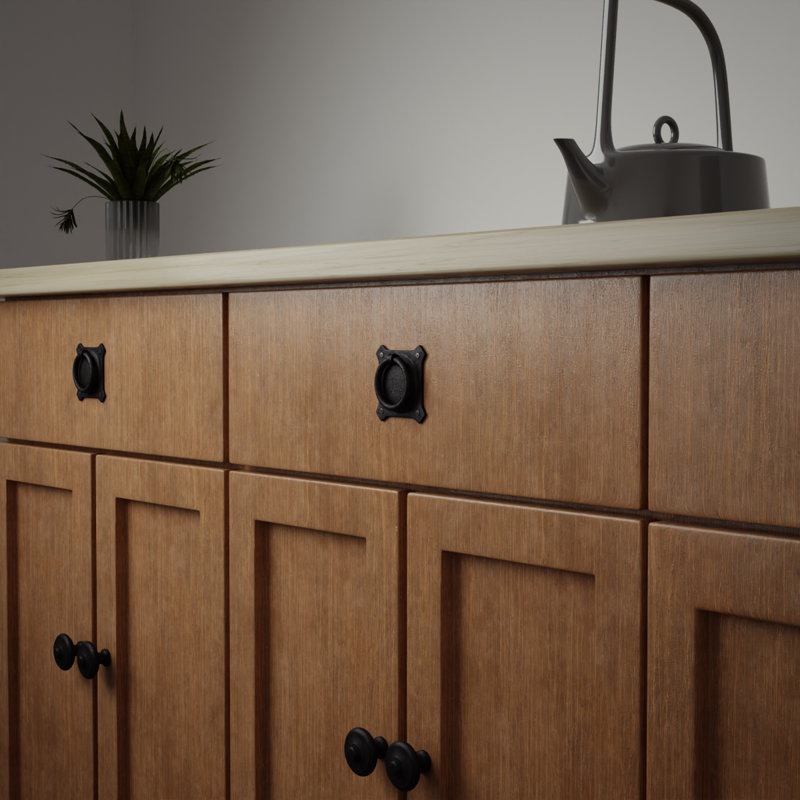 Black Wrought Iron Ring Cabinet Pulls with Mounting Hardware