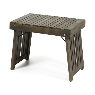 Foldable Side Table In Grey Wood With Slat Distinction, 21.55W X 13.38D 16.29H Design Table, Grey,