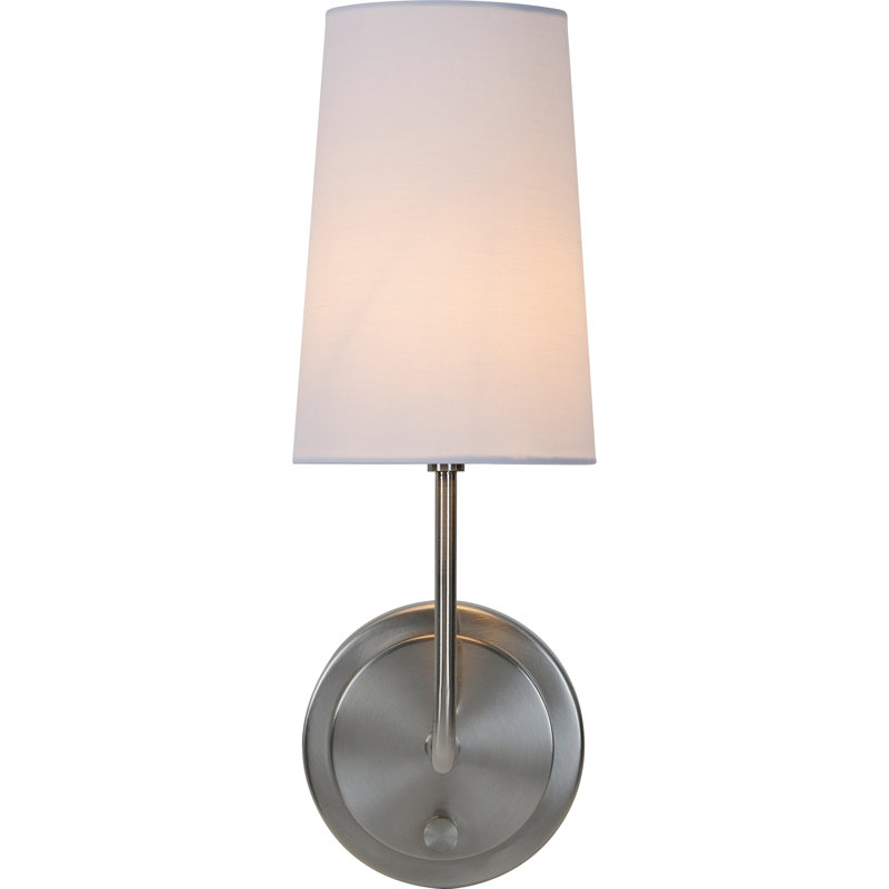 Swing Arm Sconce, Satin Nickel, Off-White