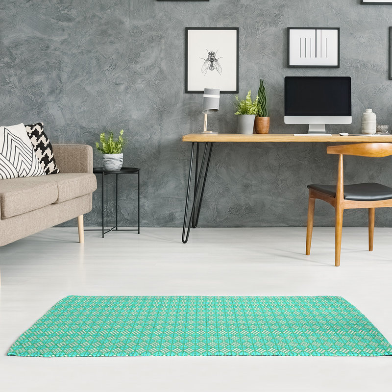 Tapis de zone aquamarine diamants, Rectangle 5 pi x 7 pi