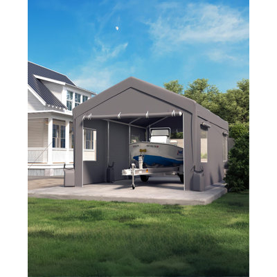 Abri d'auto robuste 10 x 20 x 11 pi - Auvent toutes saisons pour camions et bateaux, gris