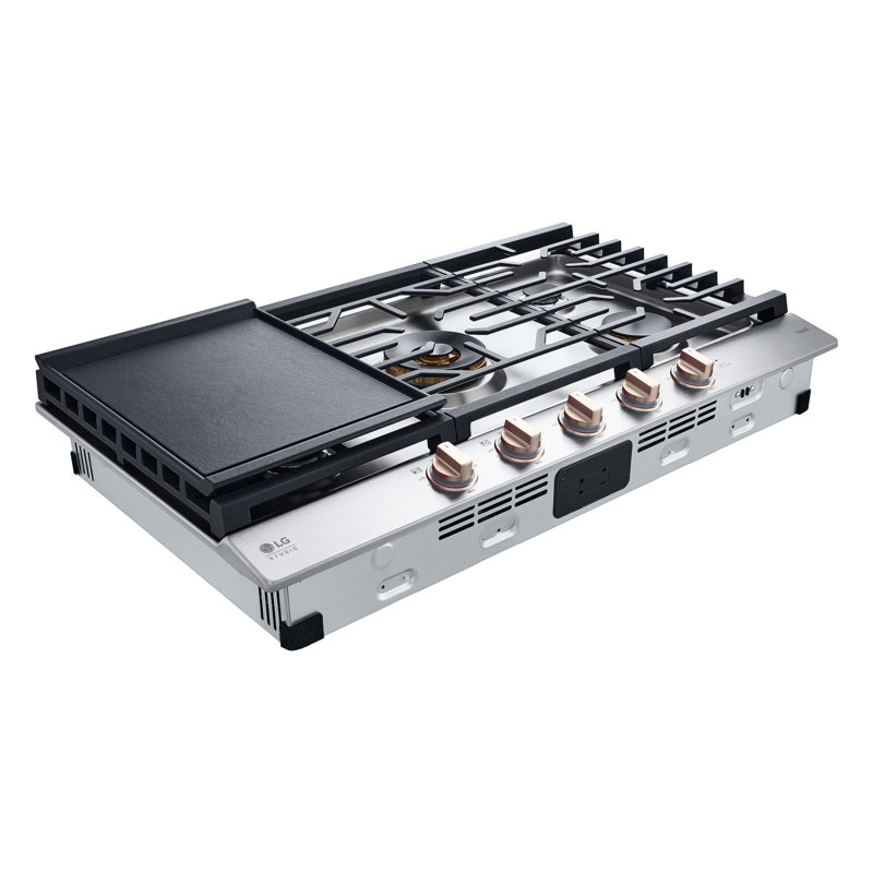36" Natural Gas Cooktop with 5 Burners, Essence White