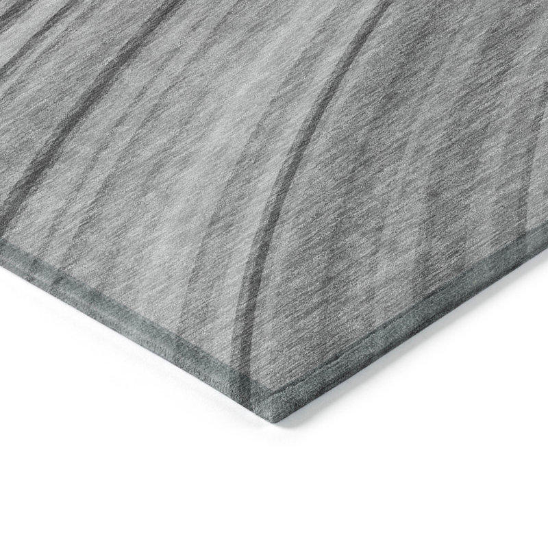 Tapis extérieur lavable abstrait gris argenté et ivoire 10 pi x 14 pi