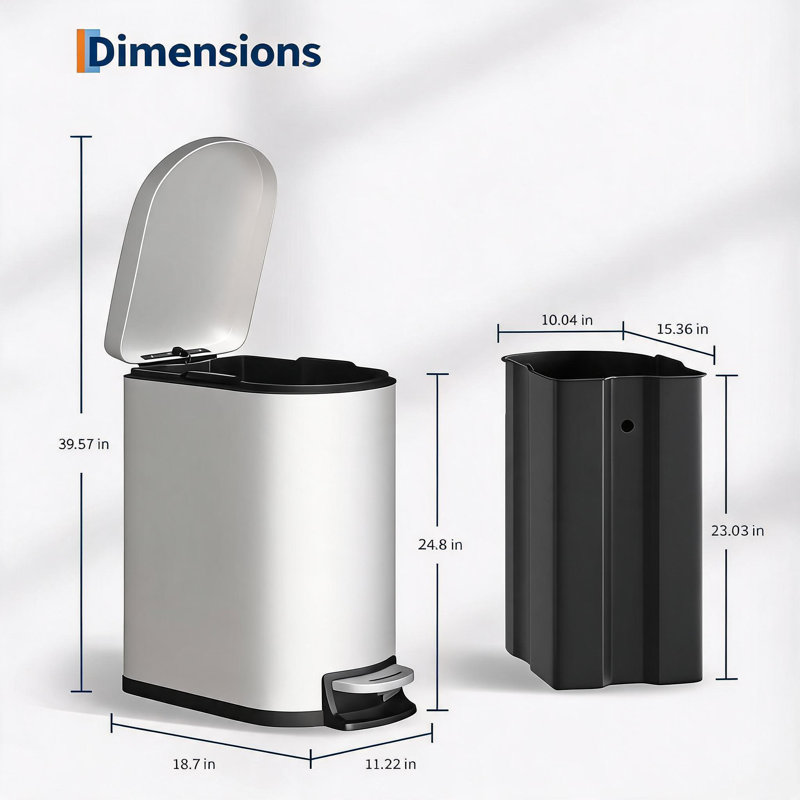 Stainless Steel Kitchen Trash Can, Black