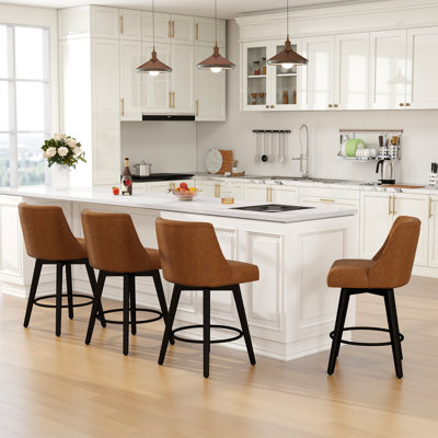 Novogratz 360° Swivel Bar & Counter Stools - Solid Wood Frame(Set Of 3)