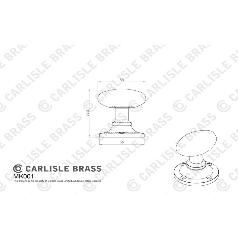 Campbell Double Dummy Door Knob, Satin Chrome