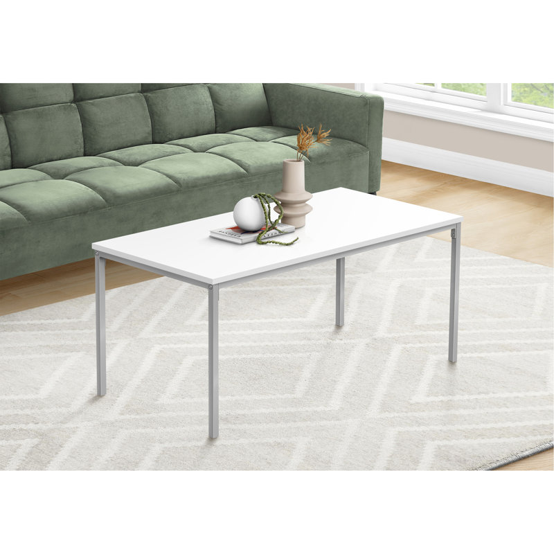 Coffee Table, Accent, Cocktail, Rectangular, Living Room, 40"L, Grey Laminate, Black Metal, Contemporary, Modern, White, Gray