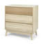 Table de chevet en bois naturel avec 3 tiroirs et surface rayée-324814224