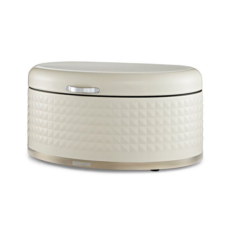 GEEPAS Argyle Bread Bin 9L | Carbon Steel Container with Flip-Open Lid & Easy-to-Lift Lid Handle | Easy Clean Design Preserves Loaves Fresh Longer | Shields from Dust Mites | Storage Box
