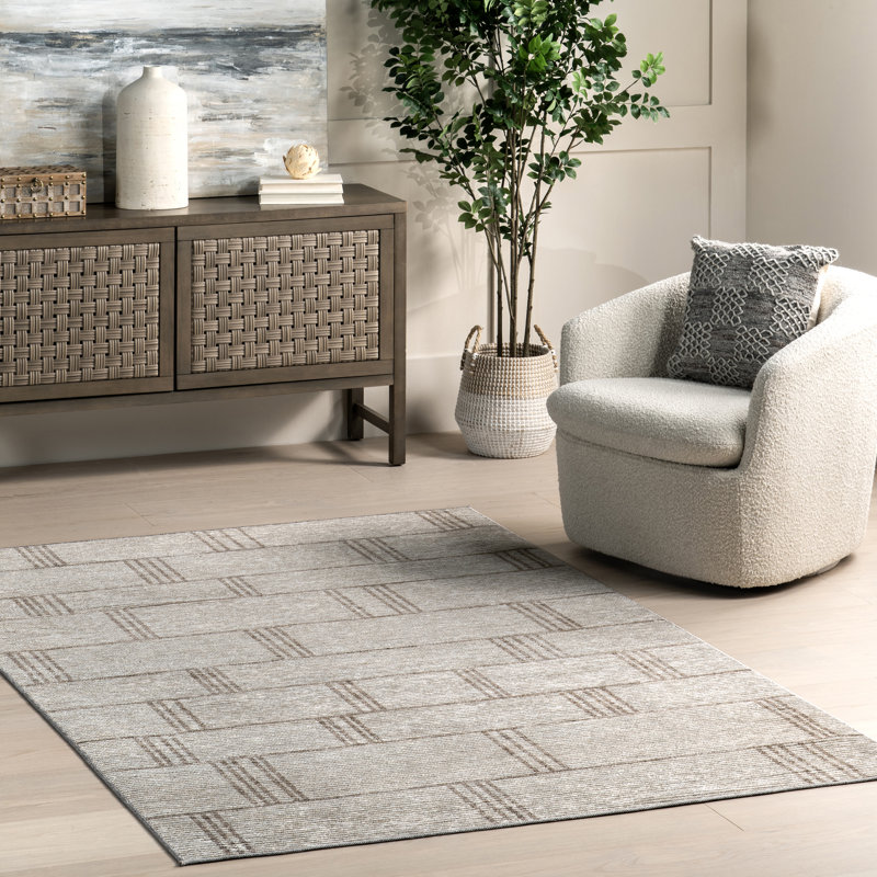 Yadira SpinClean Geometric Machine Washable Area Rug, Rectangle 5'3" x 8'