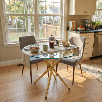 36.6" Round Dining Table,Kicthen Table With Metal Leg
