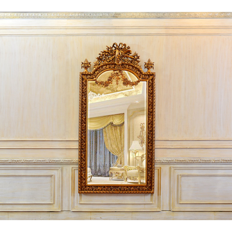 Miroir d'appoint mural en bois Daylan, Noyer doré