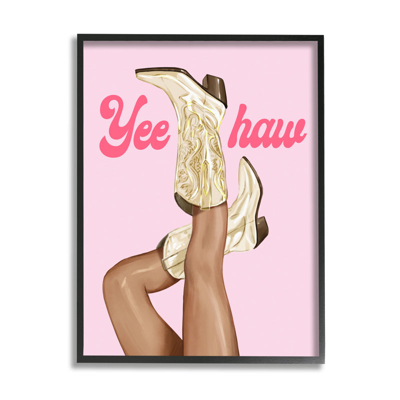 Bottes Yeehaw Cowgirl par Ziwei Li, H 30 po x l 24 po x P 1,5 po, Giclée encadrée noir minuit