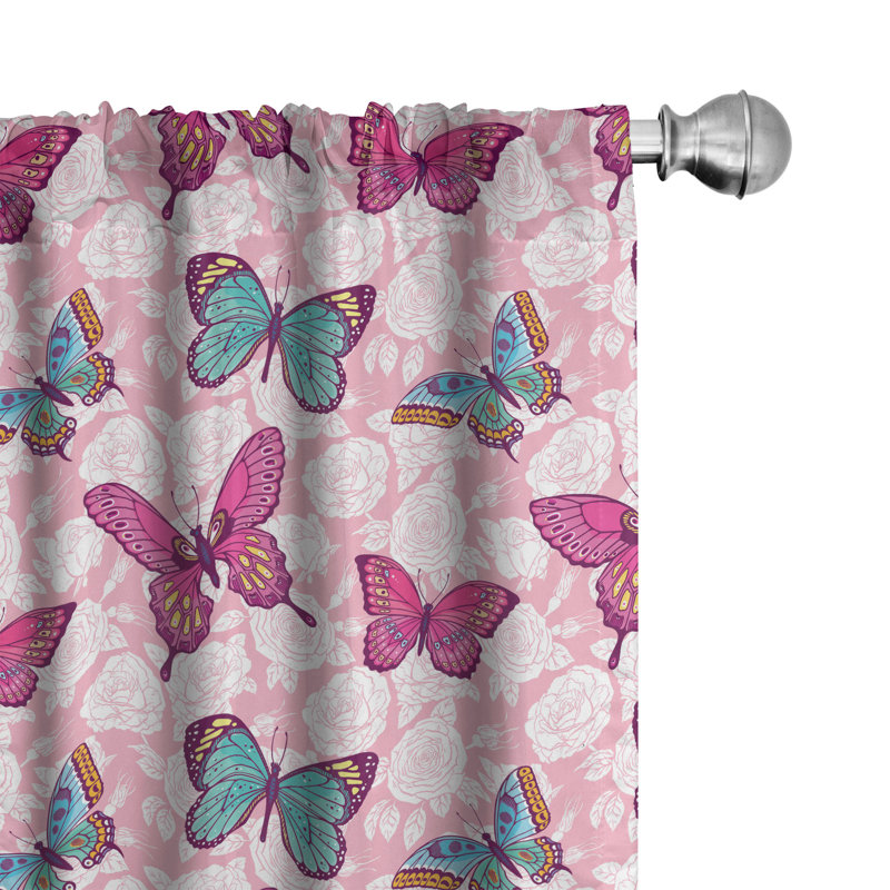 Spring Floral Semi-Sheer Rod Pocket Curtain Panels, 28" x 95"