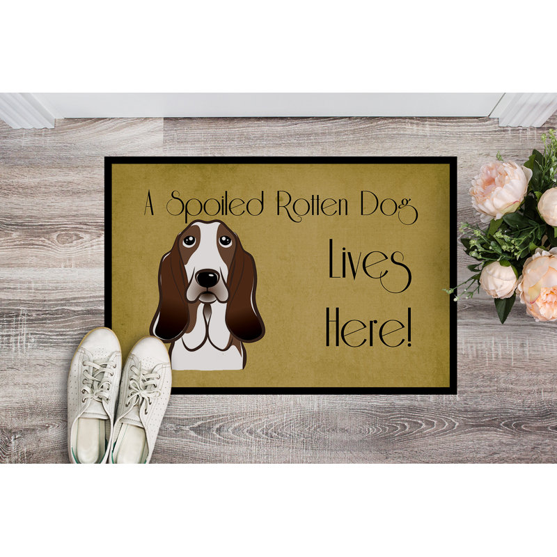 Paillasson d’extérieur anti-dérapant Basset Hound de Tuckahoe, Rectangle 1 pi 6 po x 2 pi 3 po
