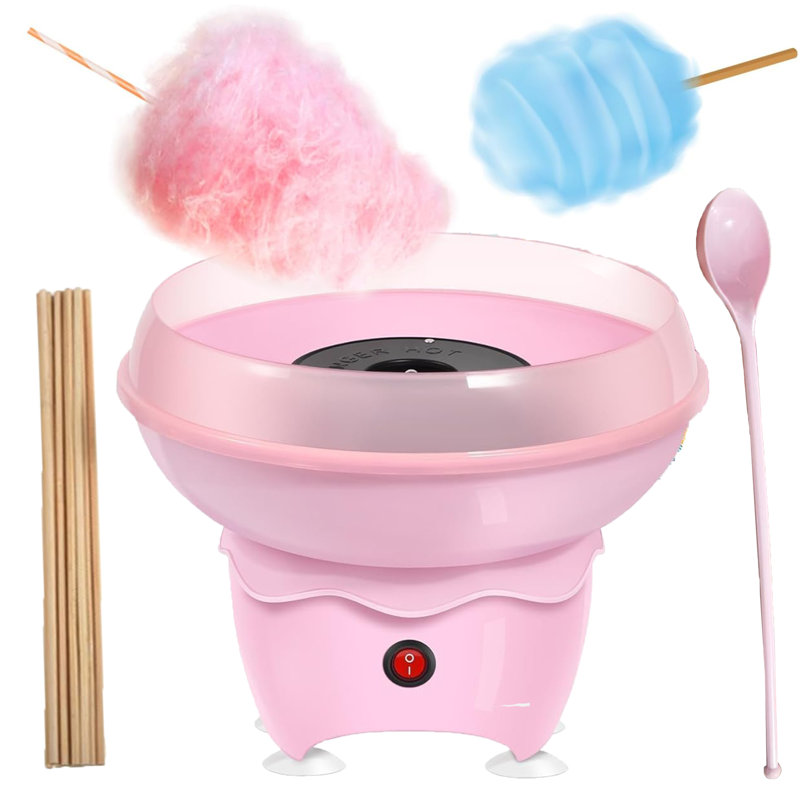 Machine à barbe à papa, mini machine à barbe à papa rose pour fête d'anniversaire, cadeaux de Noël, utilisation à la maison, machine à café d'azucar - Comprend 10 bâtons et pelle à sucre